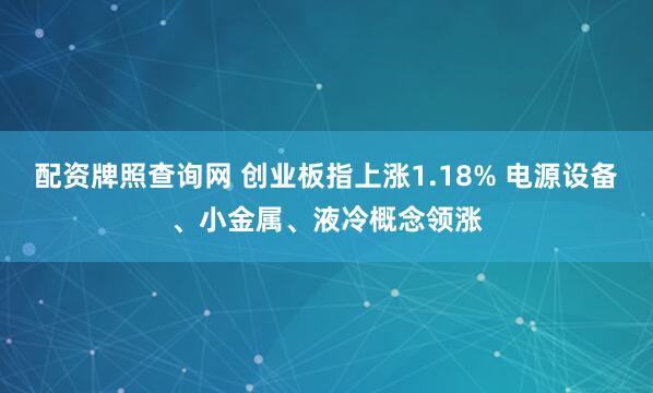配资牌照查询网 创业板指上涨1.18% 电源设备、小金属、液冷概念领涨