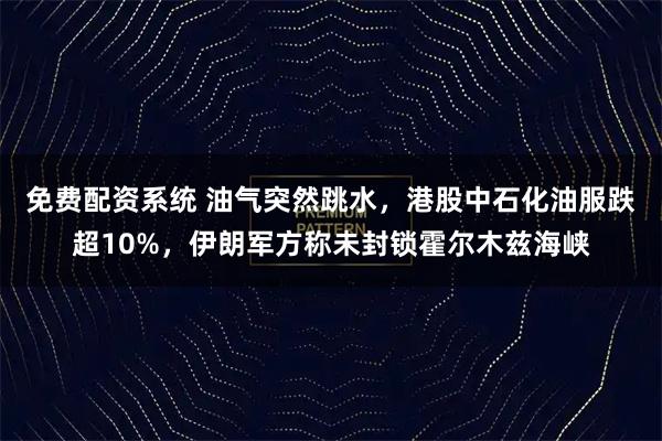 免费配资系统 油气突然跳水，港股中石化油服跌超10%，伊朗军方称未封锁霍尔木兹海峡