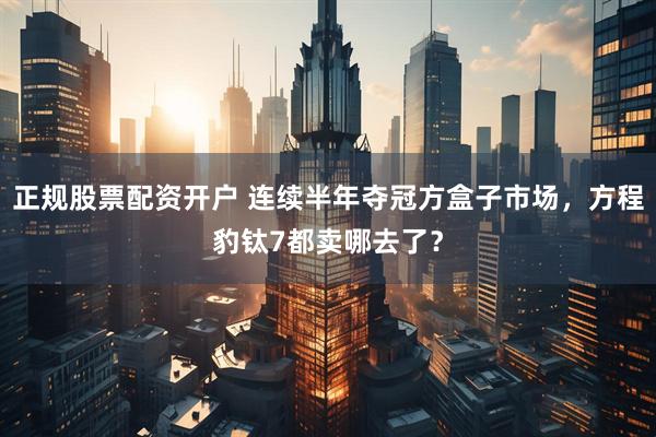 正规股票配资开户 连续半年夺冠方盒子市场，方程豹钛7都卖哪去了？